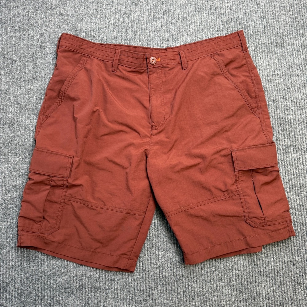 Eddie Bauer Cargo Shorts Mens 40 Clay Rust Red Nylon Trail Hiking Travel Outdoor